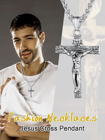 Stainless Steel Jesus Cross Necklace with Chain