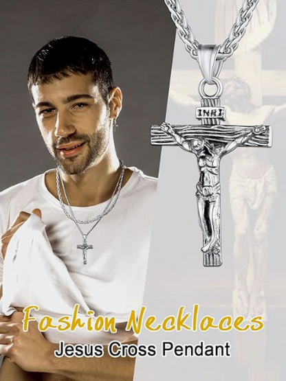Stainless Steel Jesus Cross Necklace with Chain
