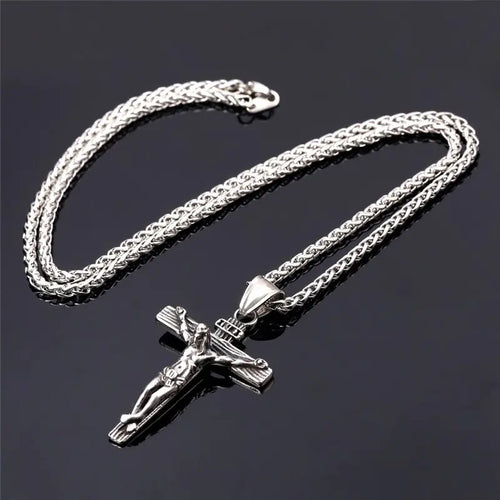 Stainless Steel Jesus Cross Necklace with Chain
