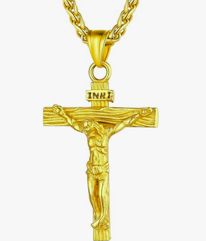 Stainless Steel Jesus Cross Necklace with Chain